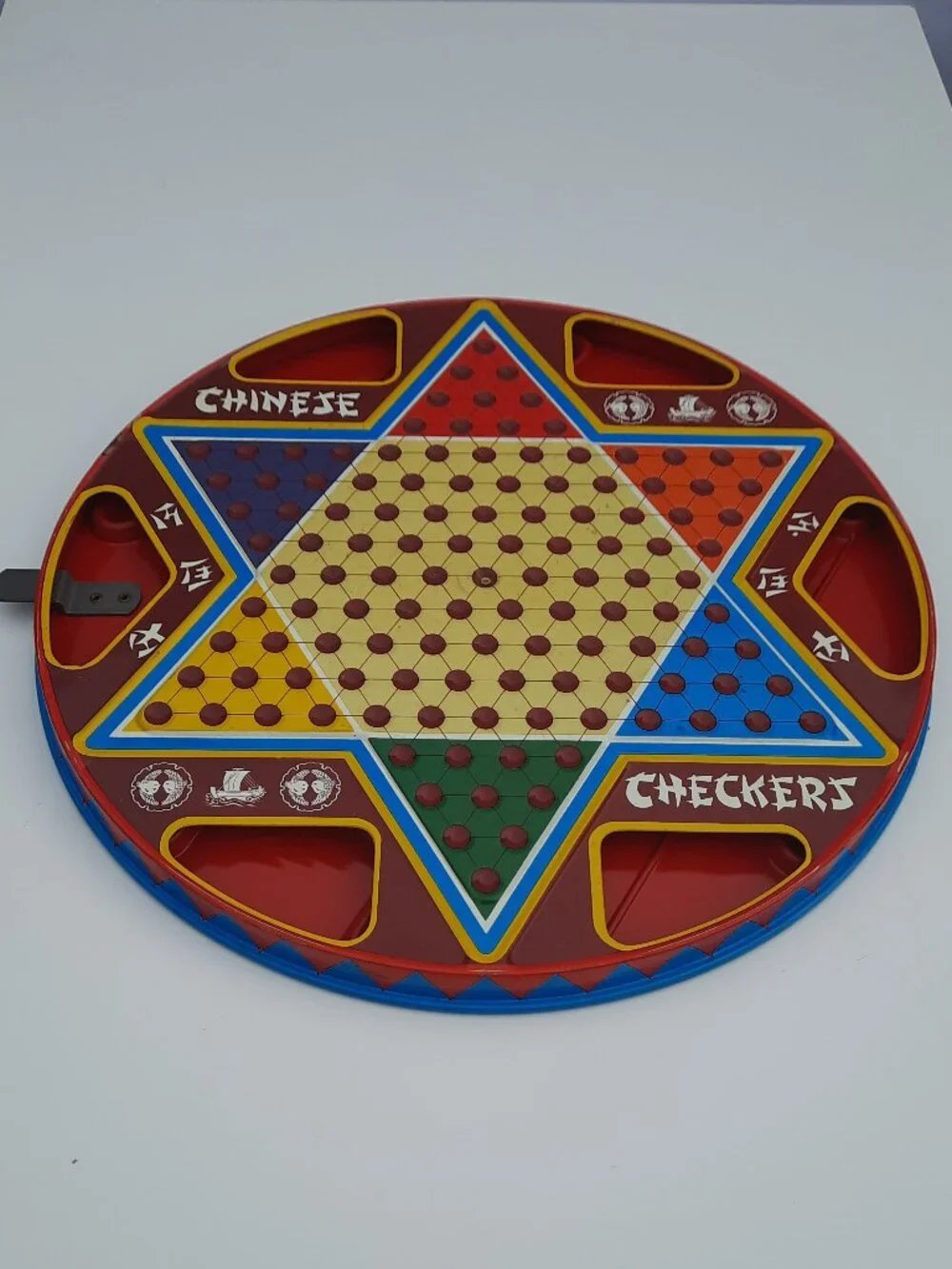 Vintage Ohio Art Red Tin Chinese Checkers & Checkers Board Game